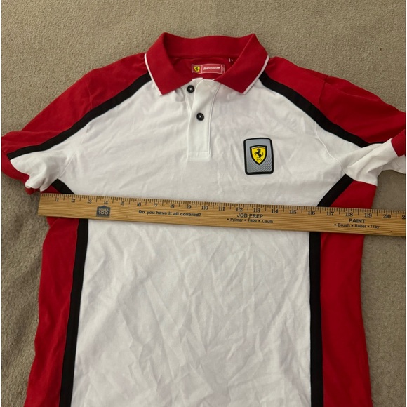 Scuderia Ferrari Polo Shirt Mens Size Small White Red Puma Knit Preppy - Picture 5 of 8